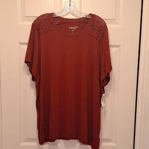 Torrid Red Lace Shoulder Short Sleeve Top